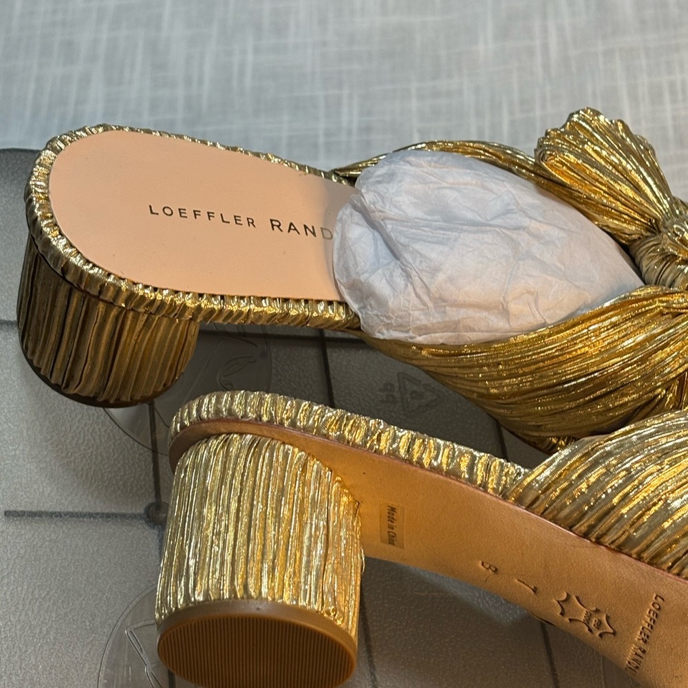 Loeffler Randall Gold Metallic Bow Mules - Picture 4 of 10